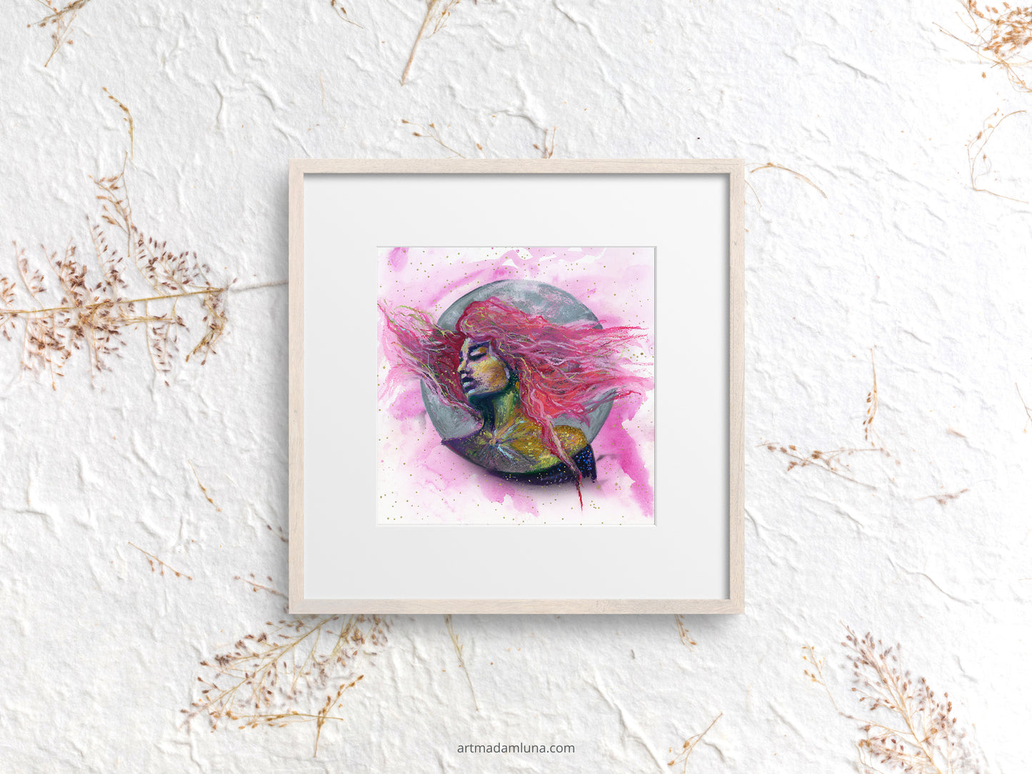 "Pink Moon" -  Original Oil Pastel