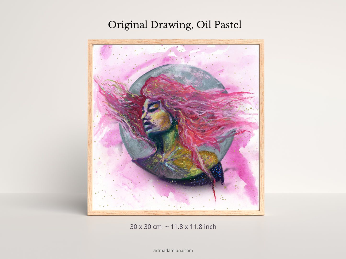 "Pink Moon" -  Original Oil Pastel